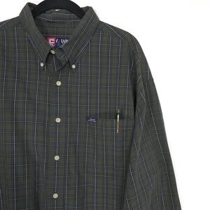 Vintage CHAPS RALPH LAUREN Men’s Shirt XL Button Down Green Plaid 647107‎